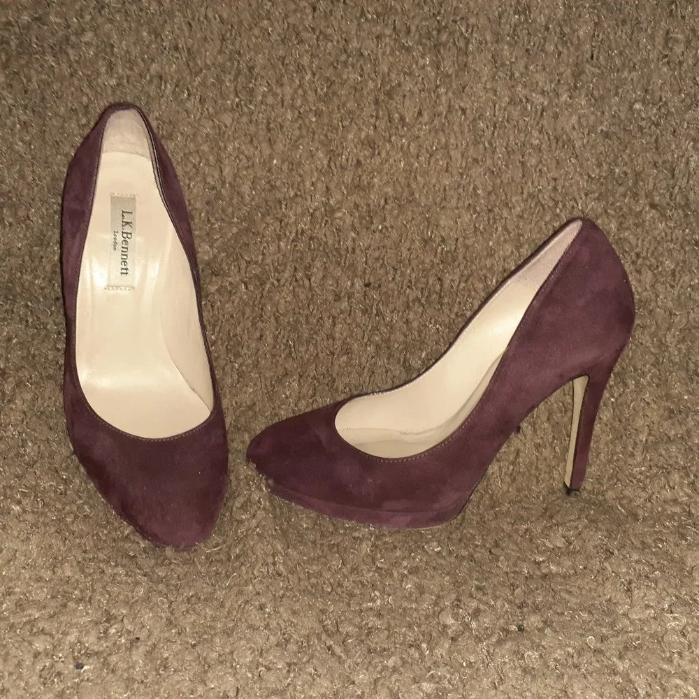 L.K. BENNETT LONDON-Sledge-Oxblood Suede Pump-ASO Kate Middleton-Sz 36-Excellent - Picture 1 of 7